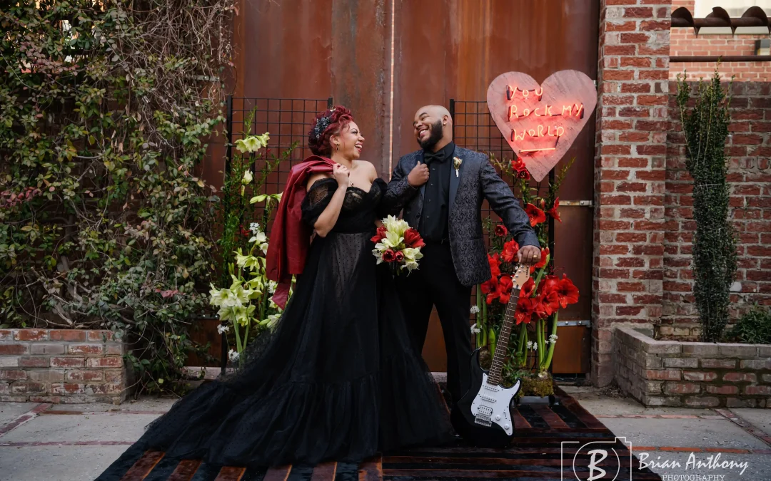 Rock and Roll Barcade Elopement with Garnet-Inspired Wedding Details